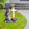 Religious Angel and Cross Garden Stakes Set of 2 Acrylic Flat Decorative Yard Signs Christian Outdoor Decor