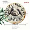 Funny Bunny Zone Warning Sign Metal Wall Art Easter Decor Home