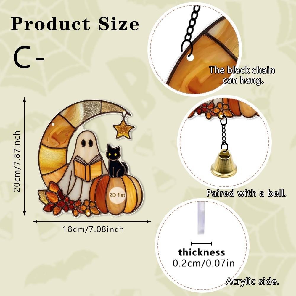 Pumpkin Design Acrylic Wall Hanging Mini Town Design Car Rearview Mirror Decoration  For Halloween