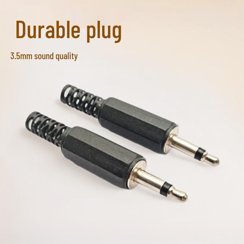 

3.5mm Mono Audio Soldering Plug: Plastic & Metal Two-Core Speaker Cable Connector