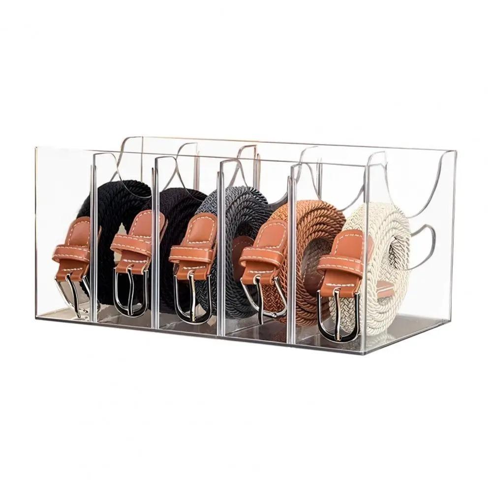 

New Transparent Belt Storage Holder Acrylic Multi-grid Storage Boxes With Dividers Storage Rack чорний