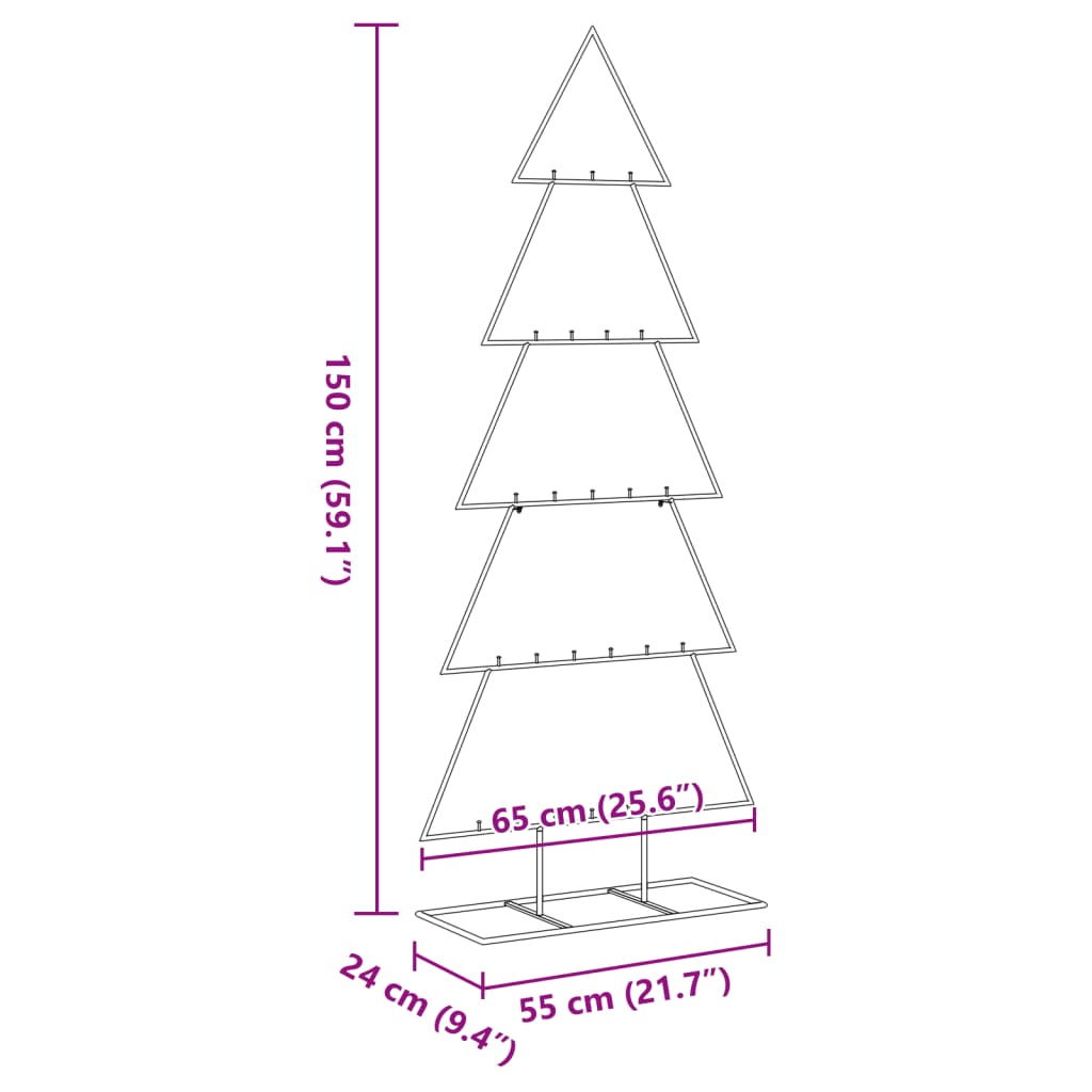 Metal Christmas Tree for Decorations Black 150 cm