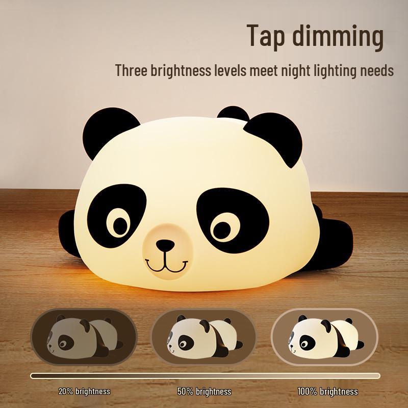 Panda Bear Silicone Night Light: Tap to Dim, Creative Bedside Lamp for a Cozy Atmosphere