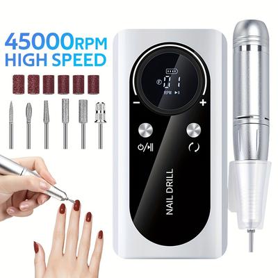 Professionelle elektrische Nagelbohrmaschine, 45000 U/min Tragbare wiederaufladbare Nagelfeile NAGELWERKZEUGE
