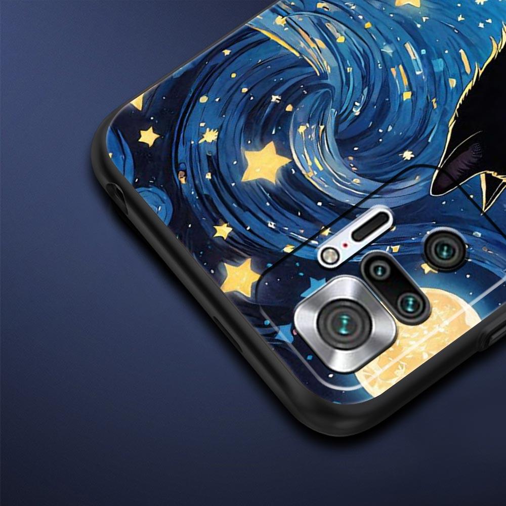 Cat Van Gogh Starry Sky Phone Case For Xiaomi Redmi Note 14 13 5G 10 11 12 Pro Plus 4G 14C 13C 12C 10C Black Cover