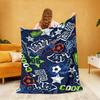 1pc Football Printed Flannel Blanket In Various Sizes, Soft And Casual Nap Blanket, Machine Washable
