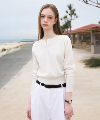 DEHEVE Summer Henley Neck Knit [Ivory]