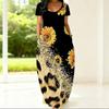 Plus Size Women Summer Dress Crew Neck Short Sleeve Loose Fit Apparel For Casual Home And Outdoor Walking