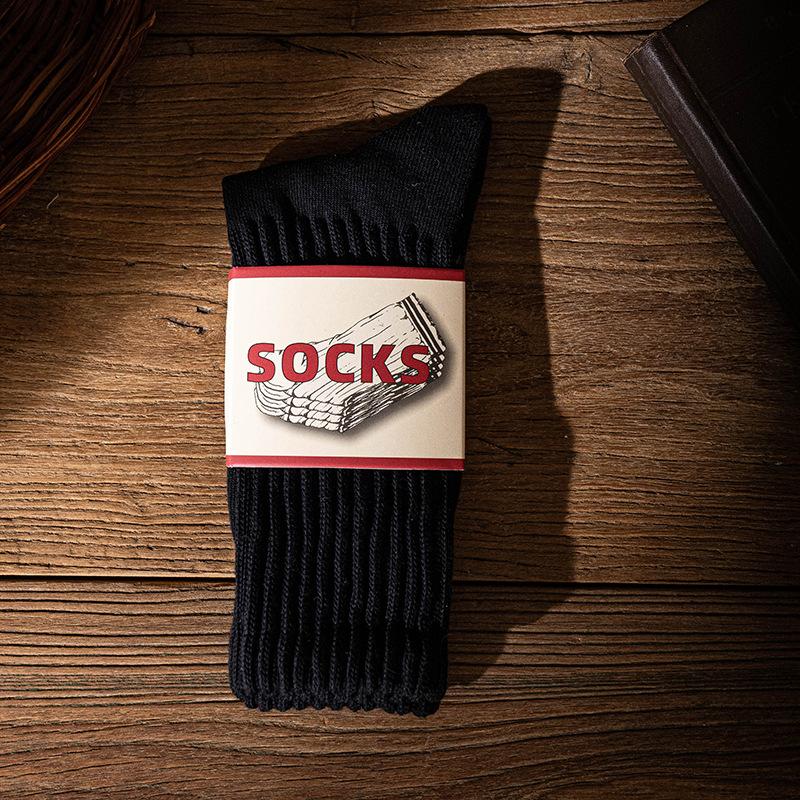 

Stacking Socks Ami Kaji Socks Thick Thread Socks Medium Tube Retro Thick Needle American Stockings one size fits all чорний