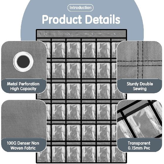 36 Pocket Charts for Classroom Cell Phones, 36 Clear Pocket Charts with Numbered Stickers, Classroom Hanging Cell Phone Organizer, Hangs on Wall,