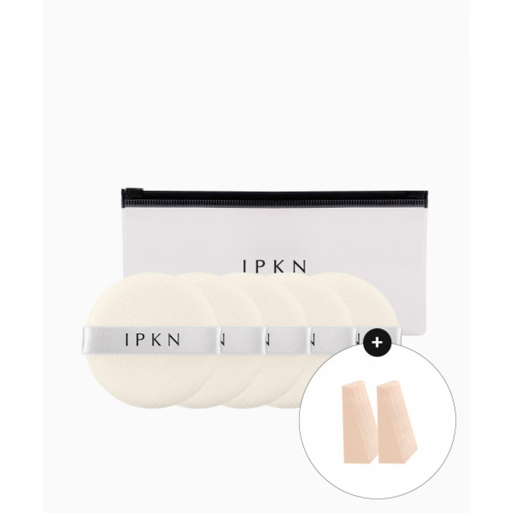 Ipkn Powder Pact Large Puff 5 Sheets  Pouch  + [free] 2 Wedge Puffs Powder Pact Puff (large) 5 sheets+pouch