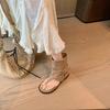 Su Yinyin Has the Same Retro Round Head Versatile Buckle with Toes, Western Cool Boots, Female Fashionable Spice Girl Style Flat-bottomed Short Boots.