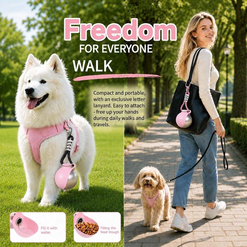 2-in-1 Tragbare Hundewasserflasche, Hundewasserflaschen für Spaziergänge und Reisen, 285ML Edelstahl Hundetrinkflasche & Silikonschale