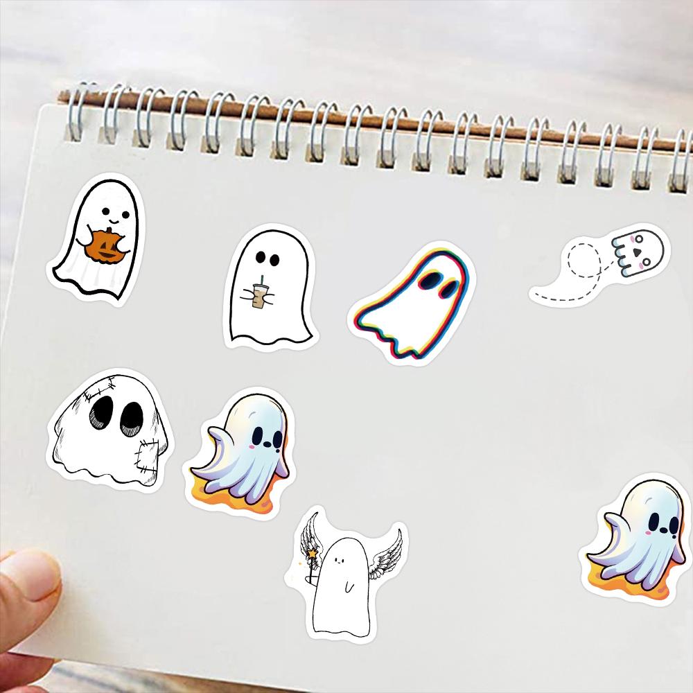 100Pcs Funny Cartoon Ghost Stickers For Luggage Guitar Phone Diary Waterproof Graffiti Kids Toy Diy Cute Spooky Laptop Decals