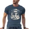 Vintage Ufo Cowboy Cat Tshirt Graphic Print Short Sleeve Tshirt