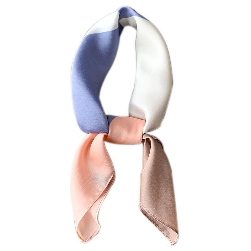 Square Scarf for Women's New Printed Imitation Silk Clothing Decoration Spring and Autumn Scarf Literary and Versatile Small Scarf Headband Tie Pack