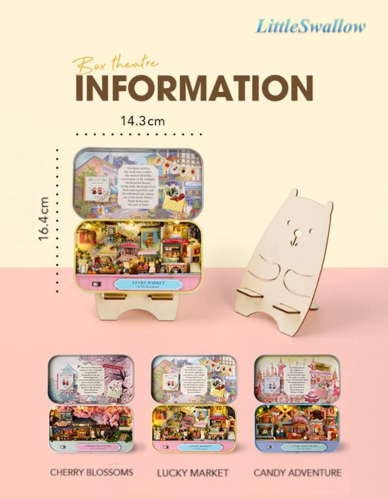 Little Swallow Miniature Handmade Kit Dollhouse Toy DIY Hobby Gift Box Tin (Lucky Market)