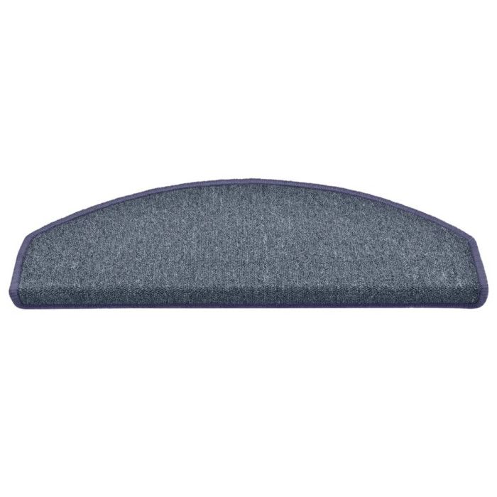 VidaXL Tapis d'escalier 15 pièces 65 x 24 x 4 cm Gris foncé et bleu Demi-rond Grand 322365