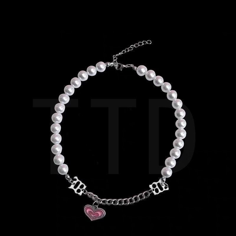 ins cute millennial sister y2k child love chain bracelet collarbone chain sweetheart various hair