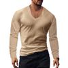 Men's Summer Long Sleeve Top Sun Protection Base Shirt Men's Large V-neck Solid Color Large Size Casual T-shirt Men