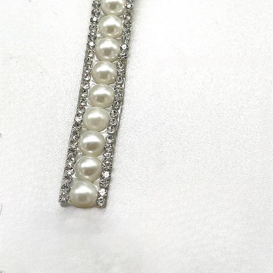 Faux Pearl Rhinestone Ribbon 1 Yard Self Adhesive Decorative Strip Elegant White Faux Pearl Accent Strip for Clothing Shoes Phone DIY Crafts