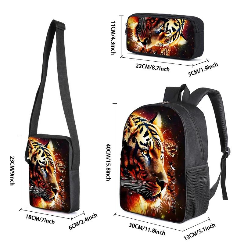 Animale Tigre 3 Pezzi/Set Zaino Con Borse a Tracolla, Astuccio, Cartella Scolastica Per Ragazzo/Ragazze Miglior Regalo 2D Cartone Animato Borse Scolastiche Per Studenti