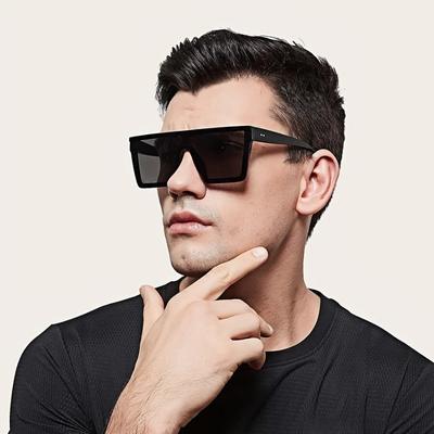 Men Retro Flat Top Fashion Square Sunglasses - Fashion One-piece Eyewear Perfect for Beach, Travel & Outdoor Adventures | Durable PC Frame & Lens