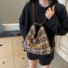 Large Capacity Backpack Women's Commuter Bag Plaid Tote Bag Cartoon Dog Shoulder Bag