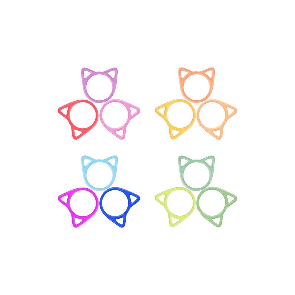Enamel Cartoon Cat Crochet Hook & Knitting Needle Marker Set