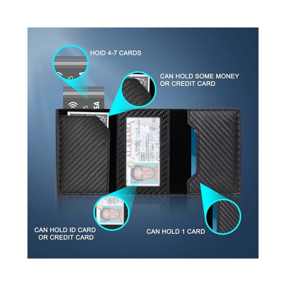 Minimalist Pop-Up Wallet for Men, 1-7 Cards, RFID Blocking, Money Clip & ID Window, Bifold Slim Design (Airtag Not Included), Compatible with AirTag