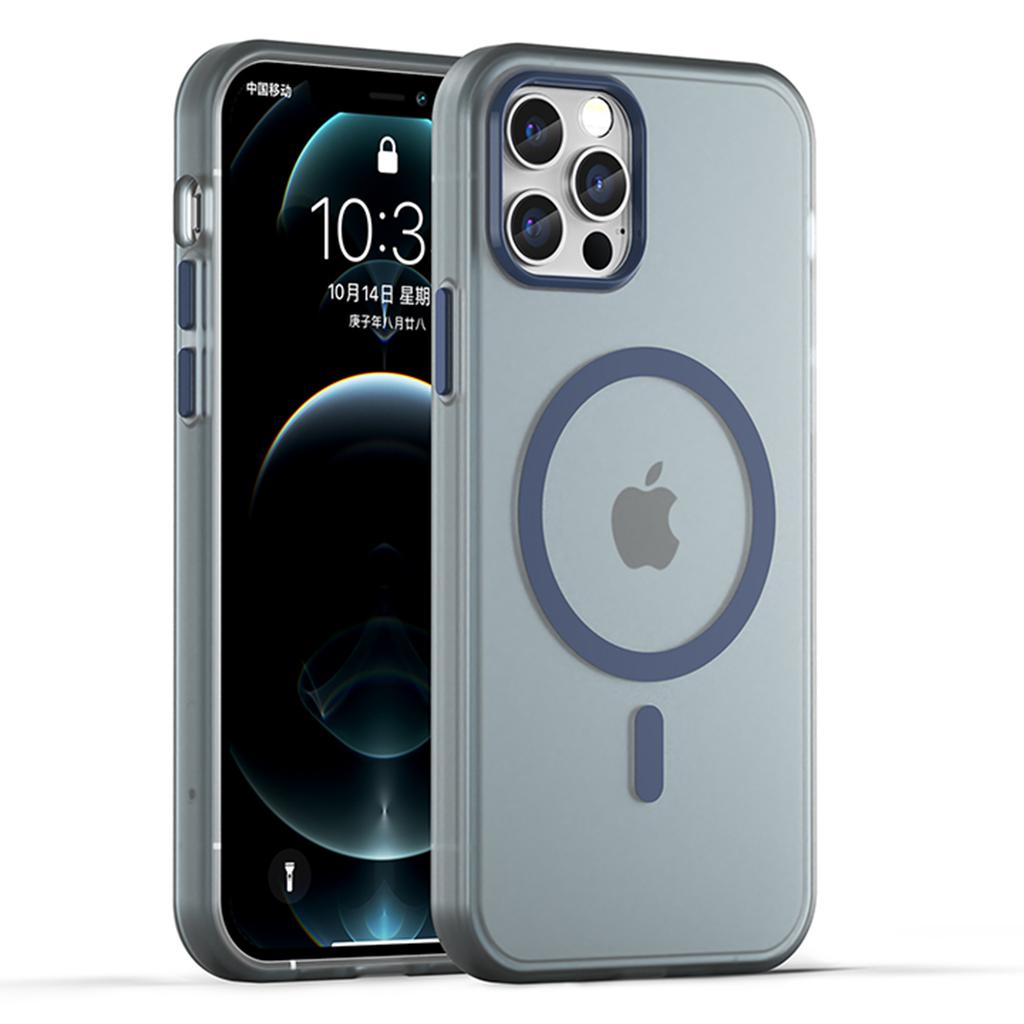 For iPhone 12 Pro Max 6.7 Inch Magnetic Case Translucent Matte TPU+PC Phone Cover Compatible with MagSafe