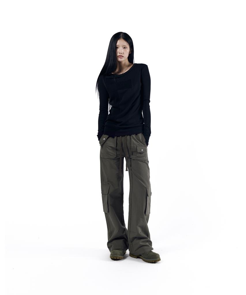 AAKAM Flare Cargo Pocket Pants (Khaki)