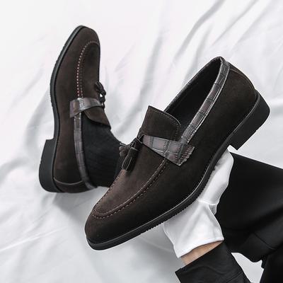 Mode Quasten Wildleder Krokodilhaut Farbe Block Design Herren Bequeme Hochwertige Lederschuhe Lässige Slipper Flats Weiche Slipper