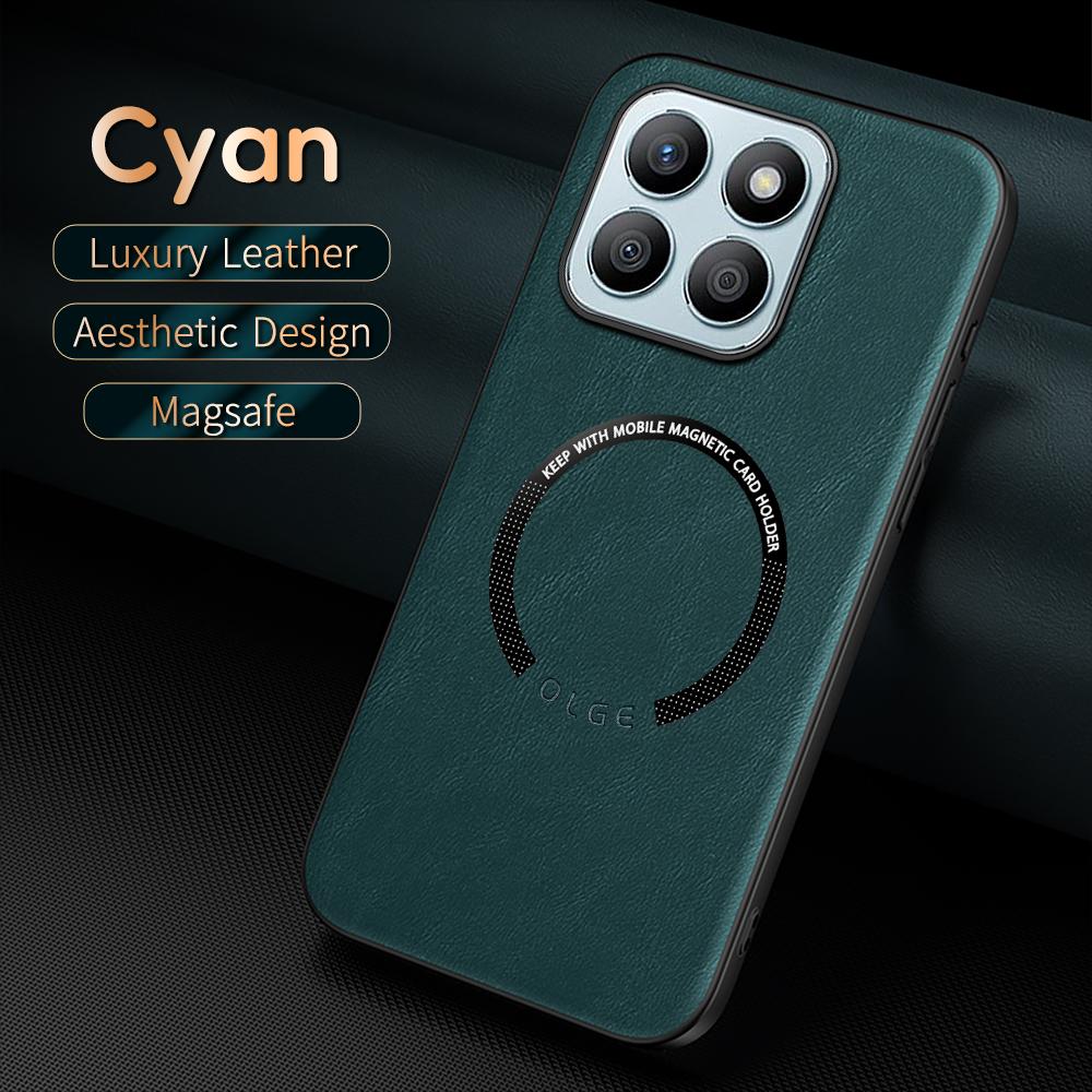 For Honor X8B Fine Hole PU Cow Pattern Leather Outer Magnetic Ring Soft Edge Anti-Drop Anti-Fingerprint Phone Case