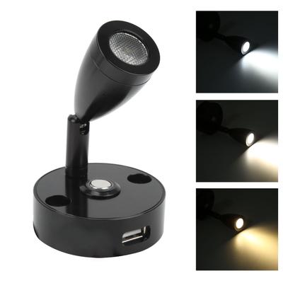 LED RV Rding Light Touch Dimmer 3 Lighting Color with USB Charging Port 1224V 3W for Camping Trailers Yachts