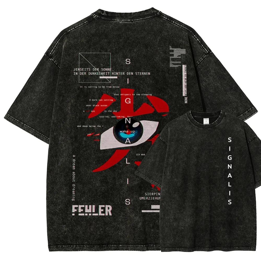 

Hot Survival Horror Game Signalis Graphic Print TShirt Men Women Retro Washed Cotton Solf Casual Oversized Top Summer New Tee S