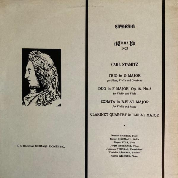 

LP Record CARL STAMITZ Stamitz Chamber Music MHS1403 MUSICAL HERITA US Classical Used