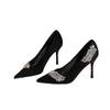 Rhinestone Pointed High Heels Women's Autumn 2025 New French French Temperament Not Tired Feet Professional Shallow Mouth Single Shoes