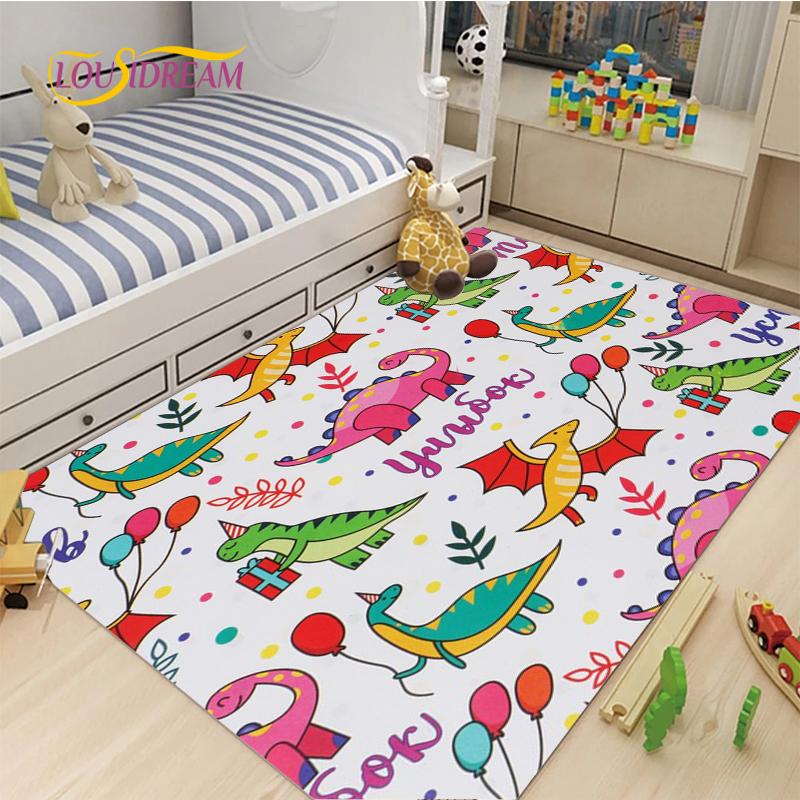Cute Cartoon Dinosaur Carpet for Living Room Bedroom Rugs Kitchen Kids Door Unslip Floor Mat Birthday gift photography props Rug