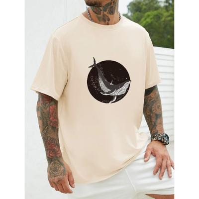 Men's O-neck T-shirt Casual Oversize Top Short Sleeve Cartoon Printed Cool Tee for Man