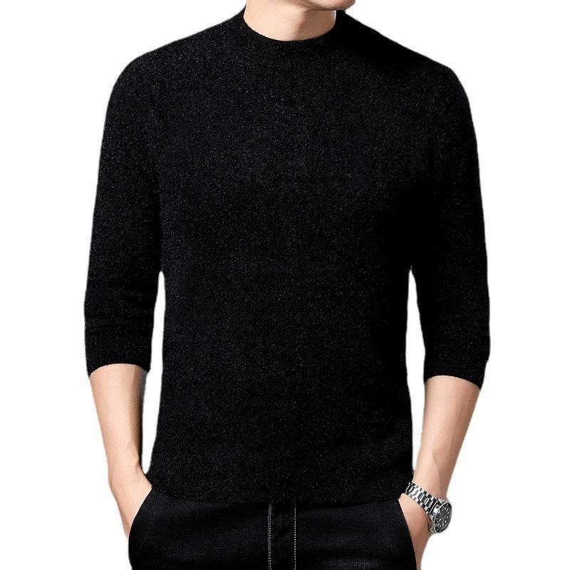 Новый осенне-зимний мужской свитер с длинными рукавами из синели и круглым вырезом — фото 5