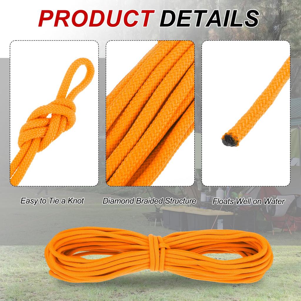 Uxcell 3/8" 90ft Polypropylenseil, Fest geflochtenes Nutzseil für Camping, Fahnenmasten, Schränke und den Außenbereich, Gelb