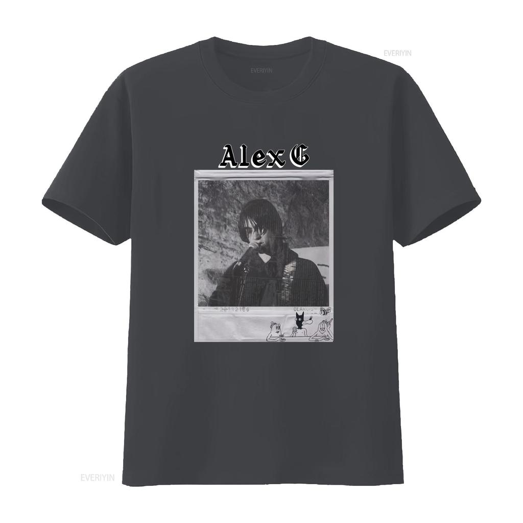 Vintage Retro Black White Alex G Indie Music Print Streetwear T Shirt Vintage Washed Comfortable Streetwear Stretched Versatile