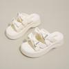 Bow stepping on shit slippers fairy fairy wind 2025 summer versatile one-word sandals thick-soled seaside beach sandals