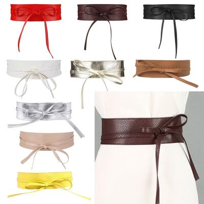 Luxury Simple Wrap Bowknot Leather Belt Wide Waist Band Corset Waistband Ladies Dress Cummerbands