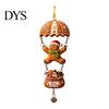 Holiday Wall Hanging Decor Christmas Skydiving Santa Claus/Gingerbread Man Ornament, 2D Flat Wooden Pendant with Festive Tree Pendants String and Bell