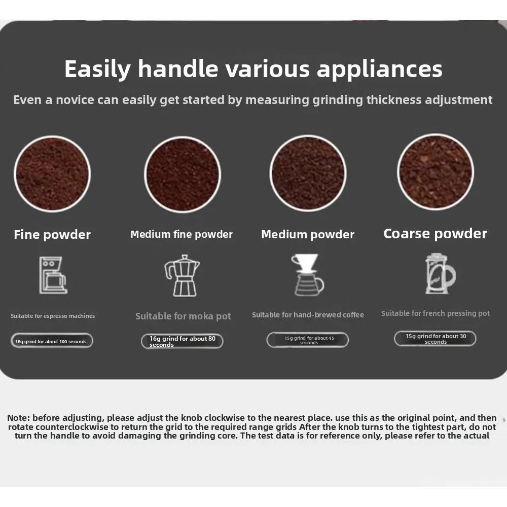 Manual Stainless Steel Coffee Grinder High Quality Portable with Double Bearing Positioning Italian Household Grinder