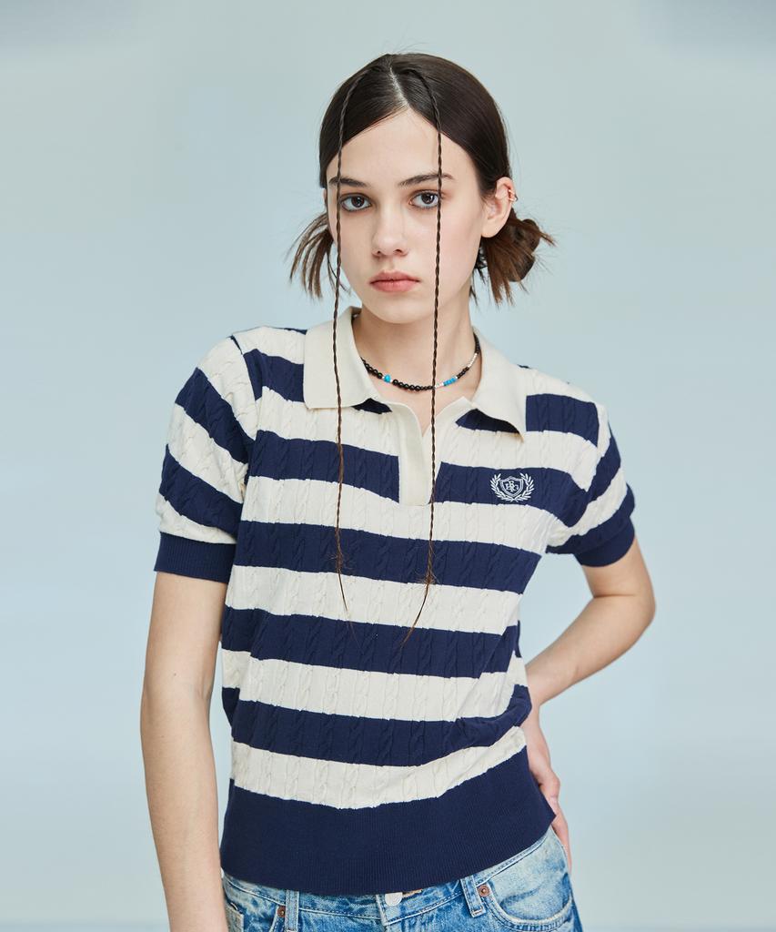 LARTIGENT L10 Stripe Puff Knit(Navy)