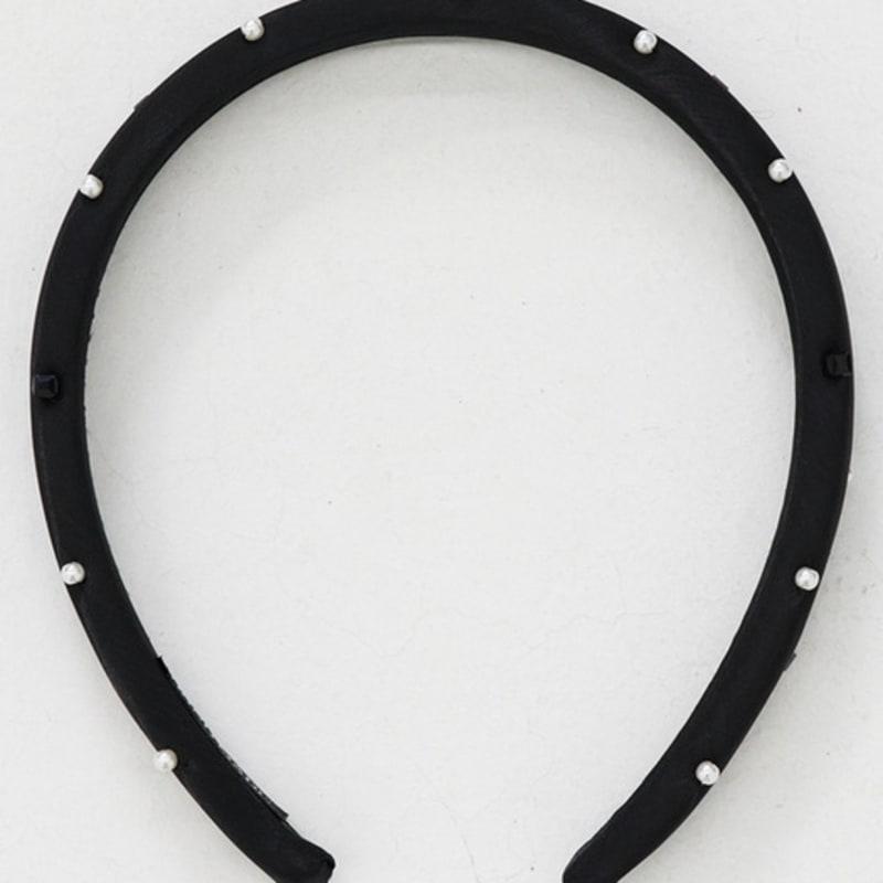 SORRY TOO MUCH LOVE Pearl Gem Seethough Satin Hairband_Black