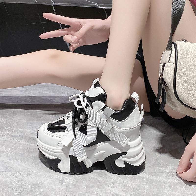 Fashion 10.5CM Summer Women Mesh Sneakers New Casual Platform Trainers Chunky Shoes Heels Wedge Breathable Height Increasing Shoes Woman